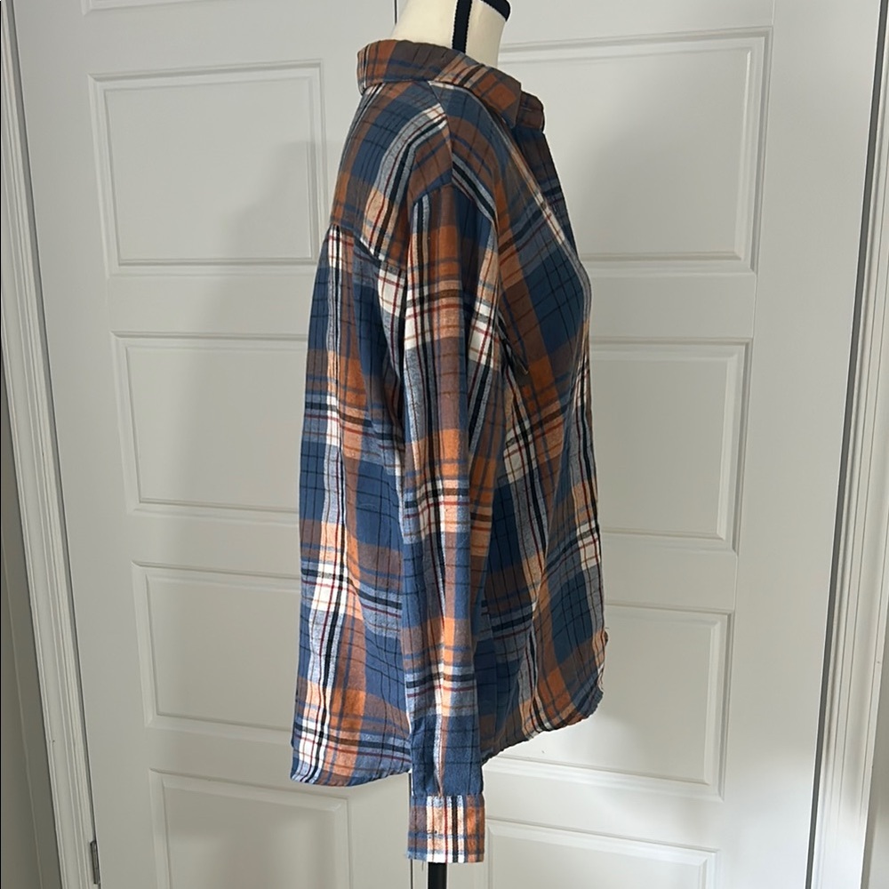 Women’s Blue and Orange Casual Button Down Shirt - Picture 4 of 8